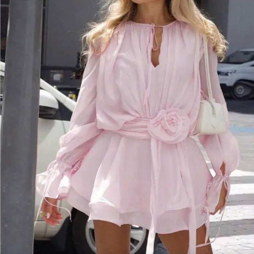 Elegant Pink Chiffon Dress
